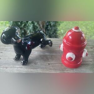 Pier 1 naughty dog and red fire hydrant salt and pepper
